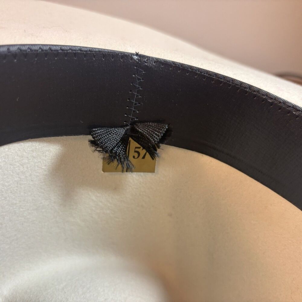 VTG Lanning Belleville Canada Wool Felt Western Cowboy Hat Cream Off-White 7 1/8 - Picture 10 of 11